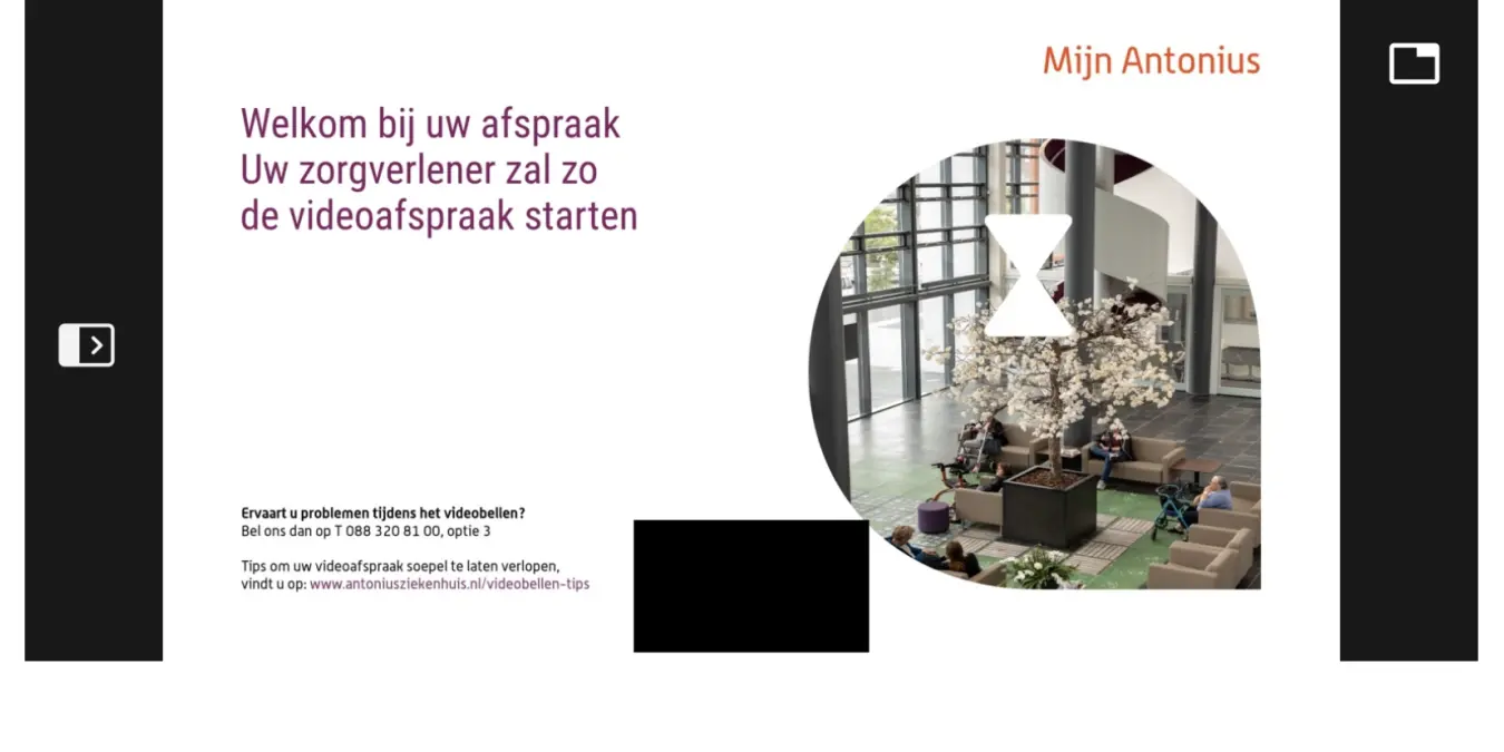Screenshot Mijn Antonius videobellen wachtruimte mobiel